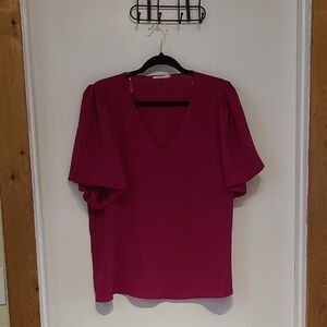 Entro Fuchsia V-Neck Blouse